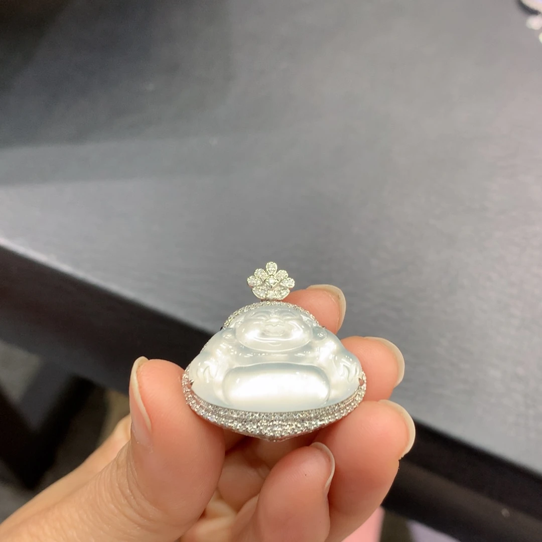 吊坠(不含链)18K金镶嵌翡翠