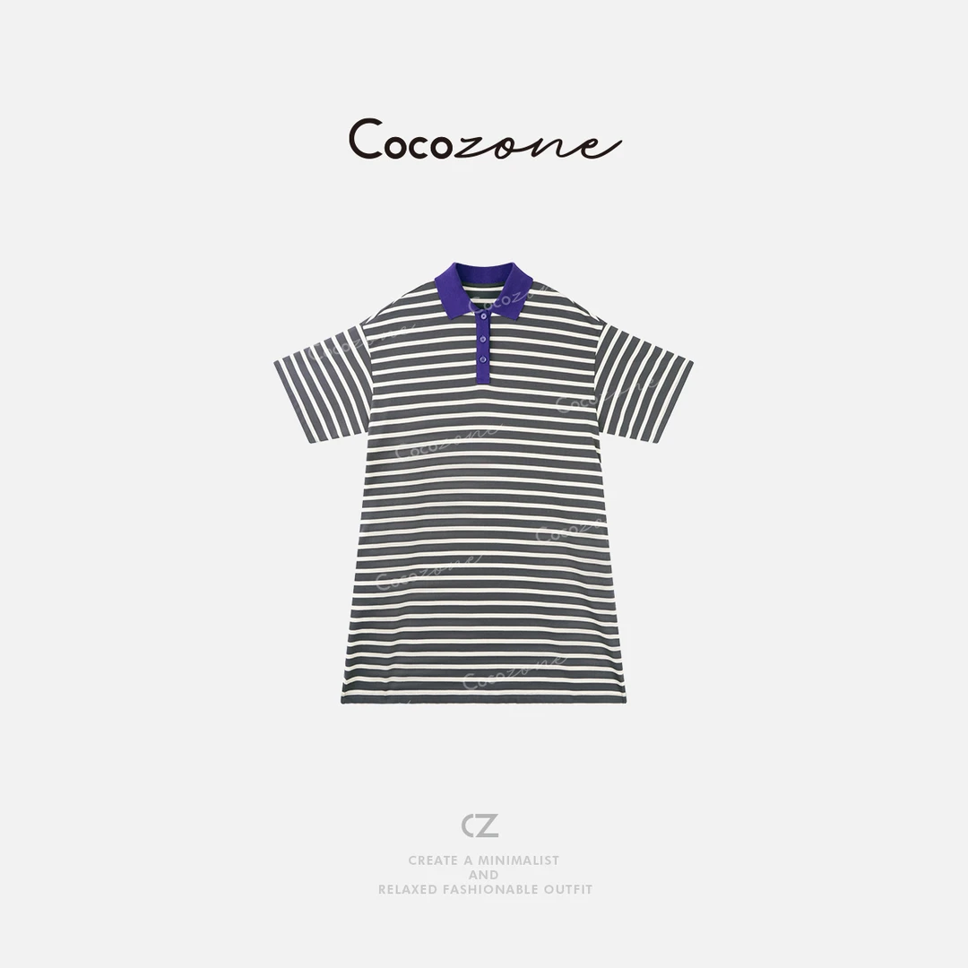 COCO ZONE 刘一一 “小米兰”撞色亲肤透气宽松直筒连衣裙CD2A1309