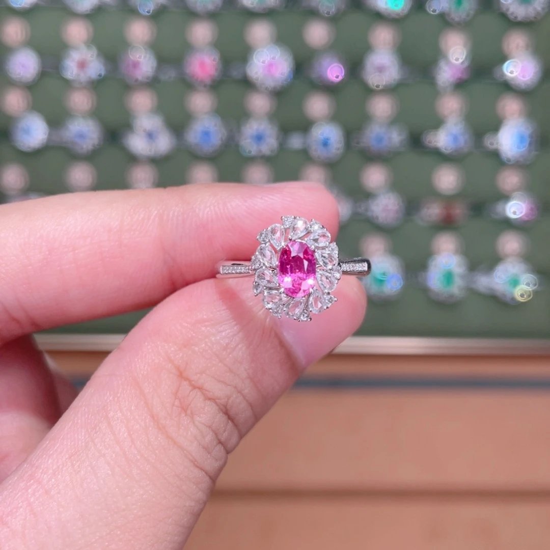 红宝石戒指18K金镶嵌1ct 无烧
