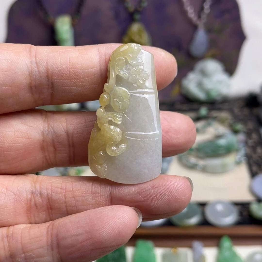 翡翠未镶嵌挂件特色竹节挂件