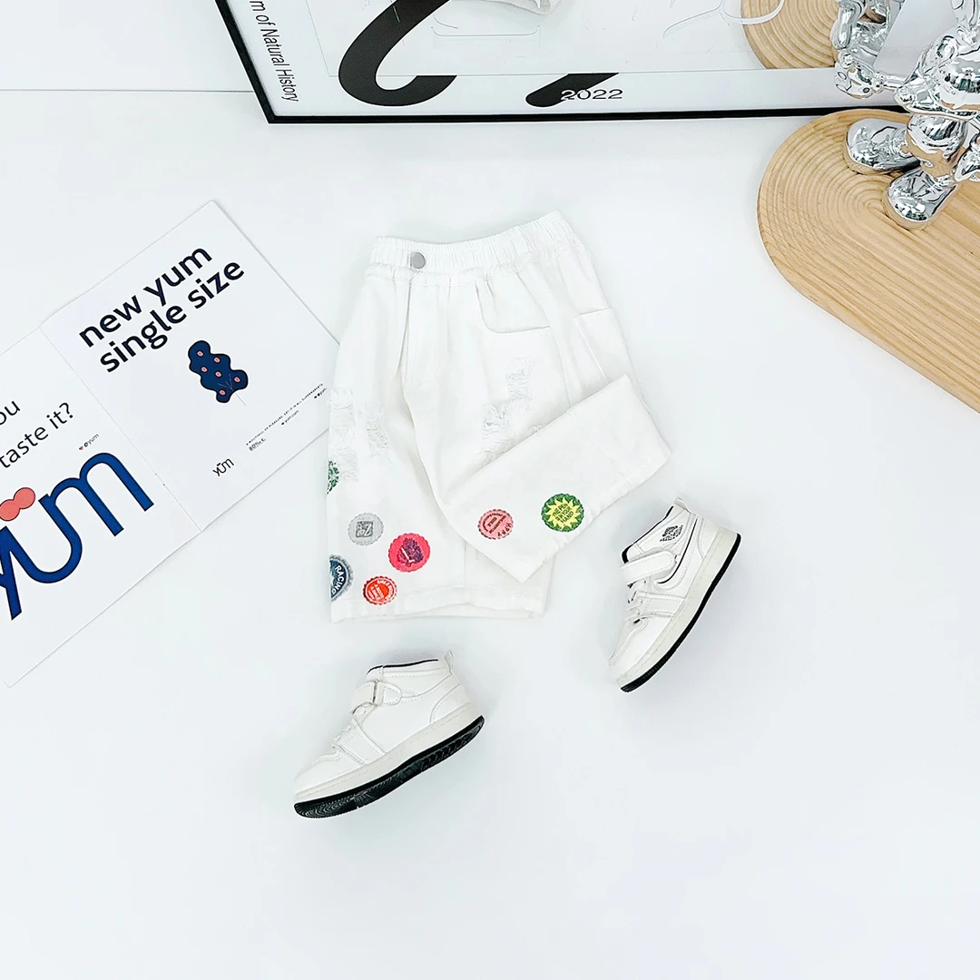 儿童五分裤子薄款男童宽松牛仔裤夏季洋气潮 FB25190悠悠童话童装