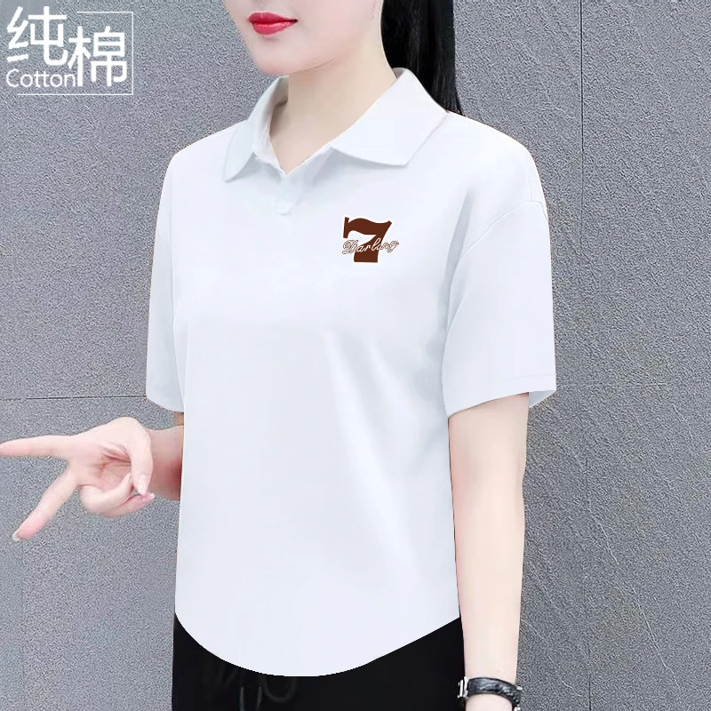 翻领短袖t恤女polo衫2025款夏季新款百搭洋气小个子短袖t恤女夏装