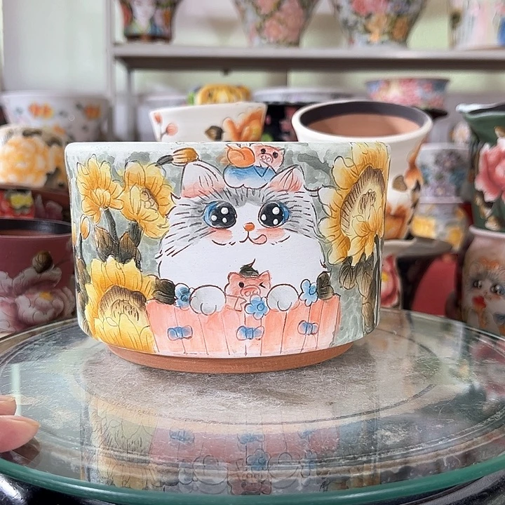 景德镇市收手绘花盆 幸运花盆