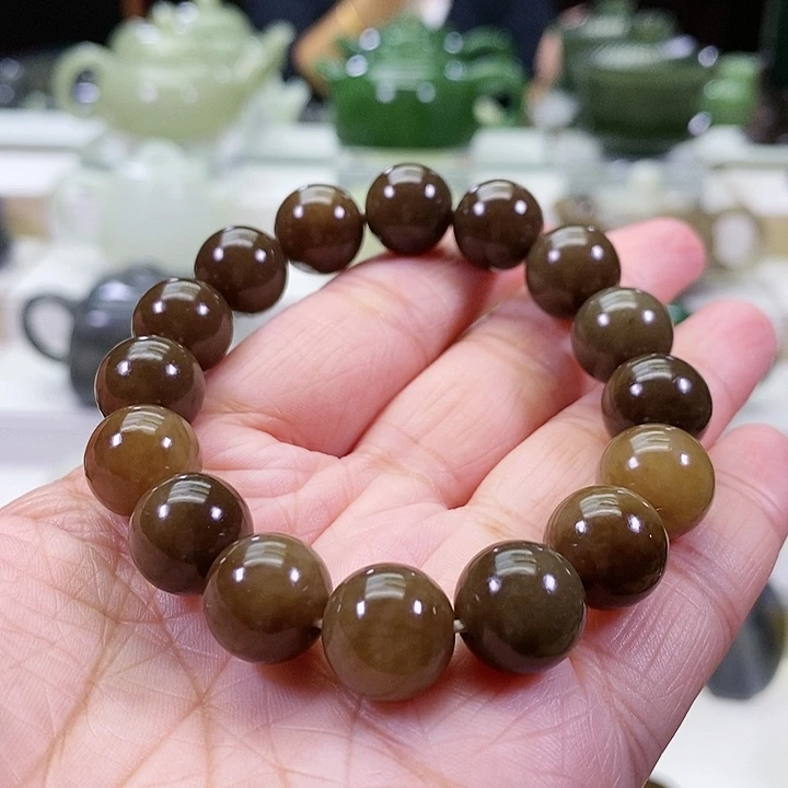 未镶嵌和田玉挂件且末全糖手串卡13