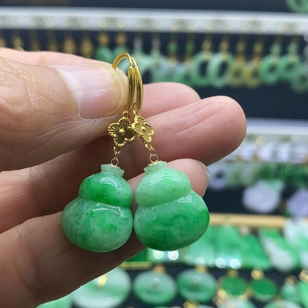 翡翠18K金镶嵌耳饰耳饰