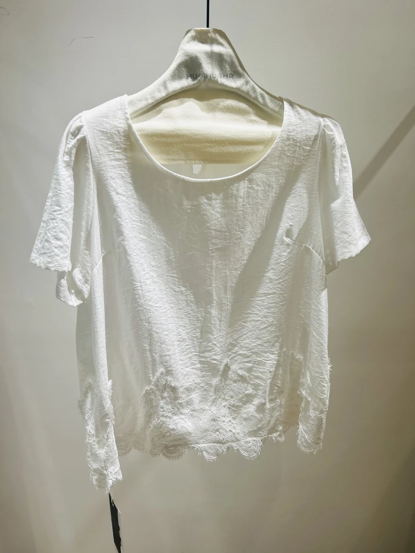 槐花海女装花边T恤