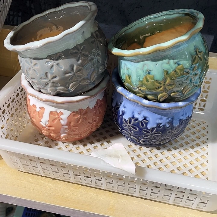 瓷片花盆多肉植物艺术品