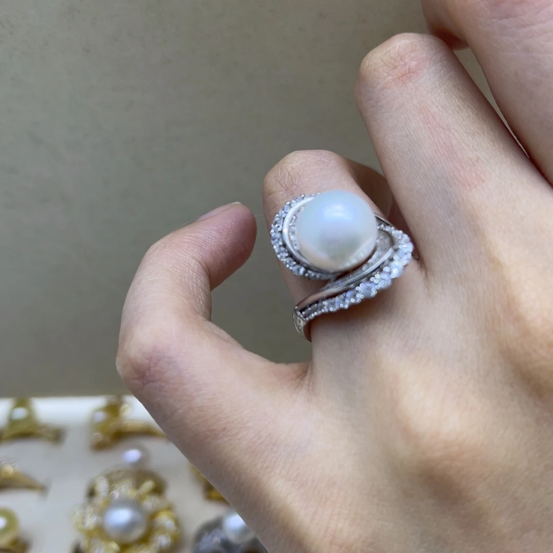 戒指淡水珍珠银S925镶嵌
