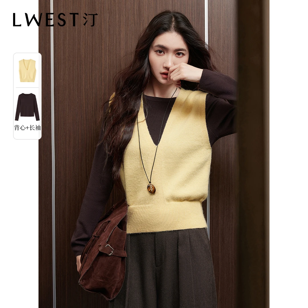 3226【女乔专享】朗文斯汀气质针织马甲两件套装DTYG5510A03226
