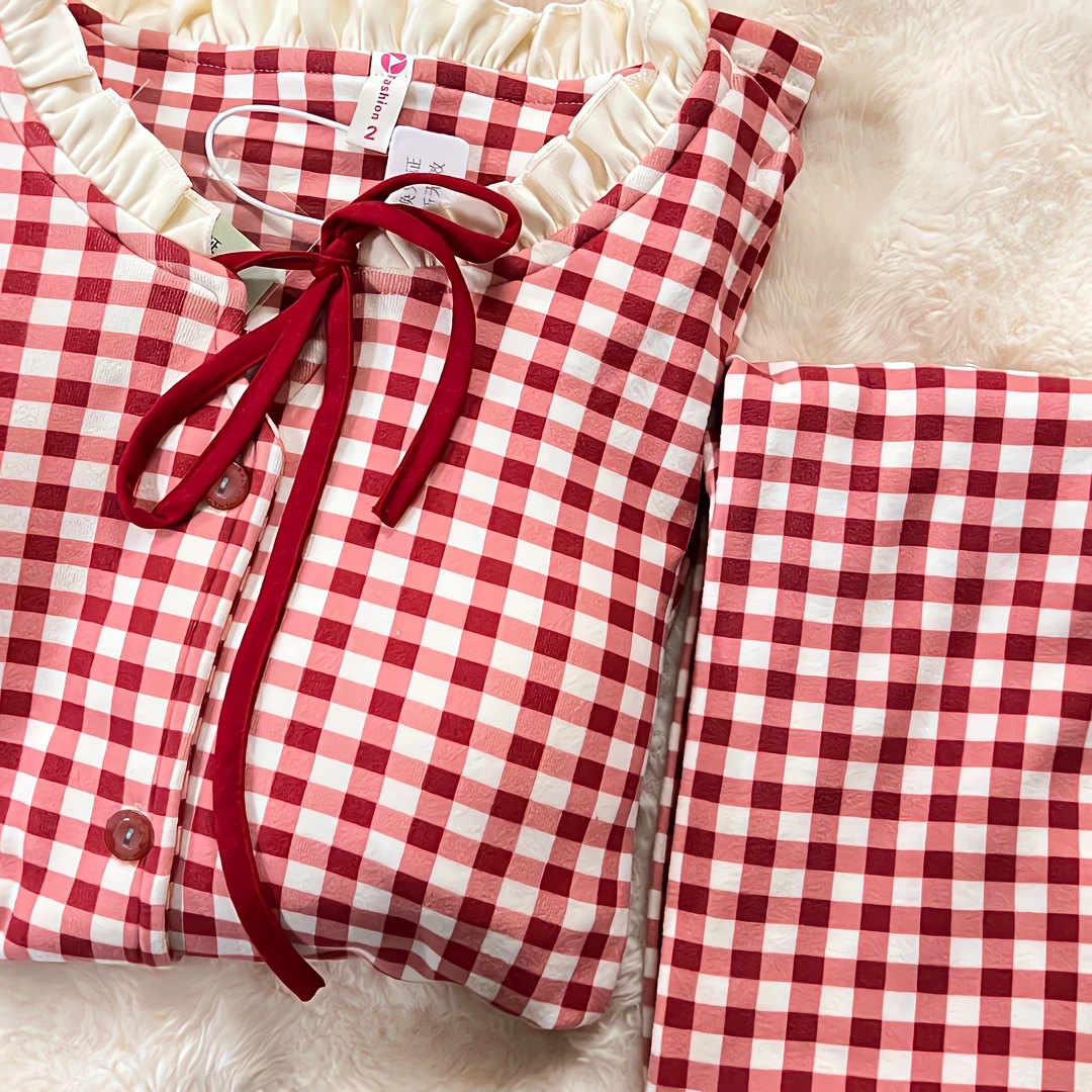 2025新款爆款春季睡衣长袖两件套家居服女出门款秋冬休闲宽松韩版