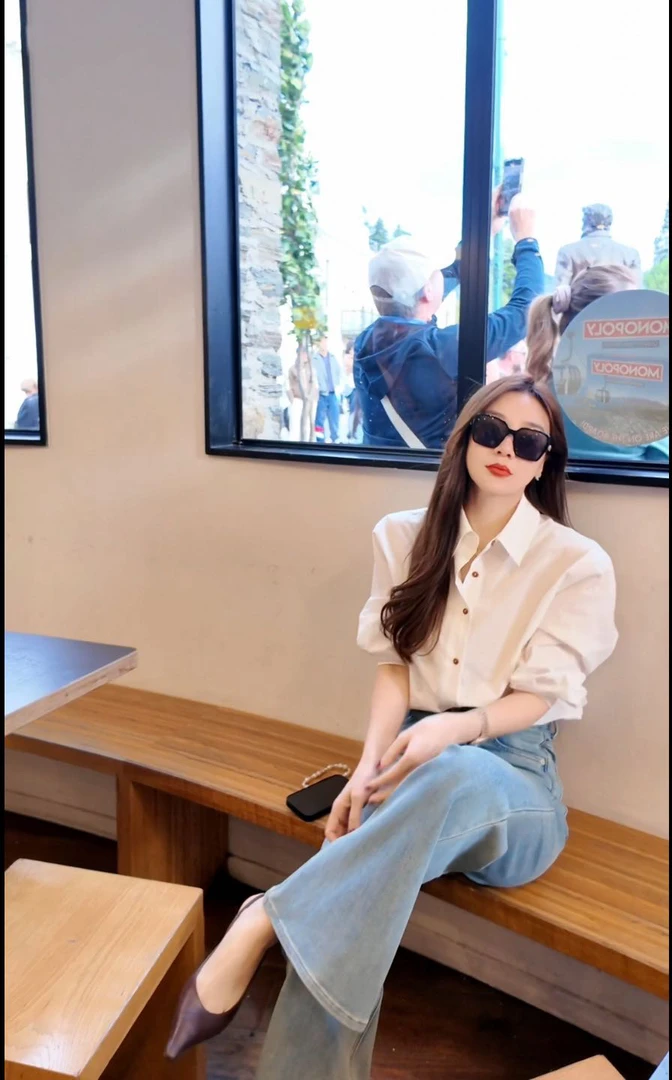 Mei Jin 韩系天丝棉高级感白衬衫女显瘦宽松长袖简约衬衣