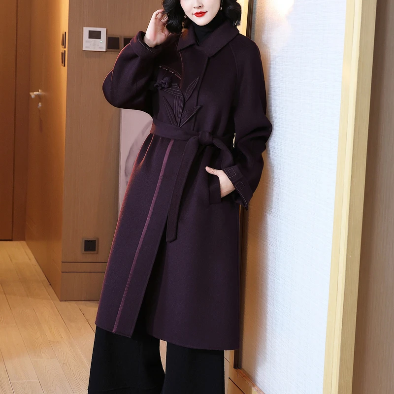 双面羊绒大衣女2025新款毛呢风衣冬季高级感气质显瘦妈妈羊毛外套