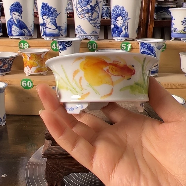 摆件墨奈手绘手工陶瓷花盆