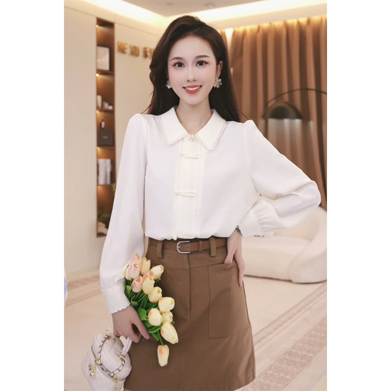 【小云总专享】16766法式翻领长袖衬衫女设计感小众宽松上衣