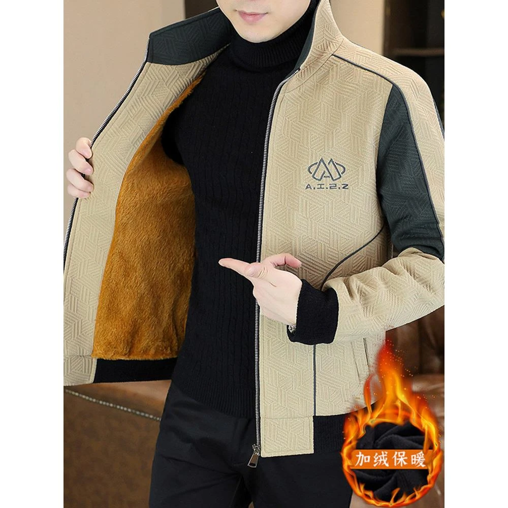 潮牌高档男装秋冬季新款流行爆款夹克外套男士保暖时尚立领上衣男