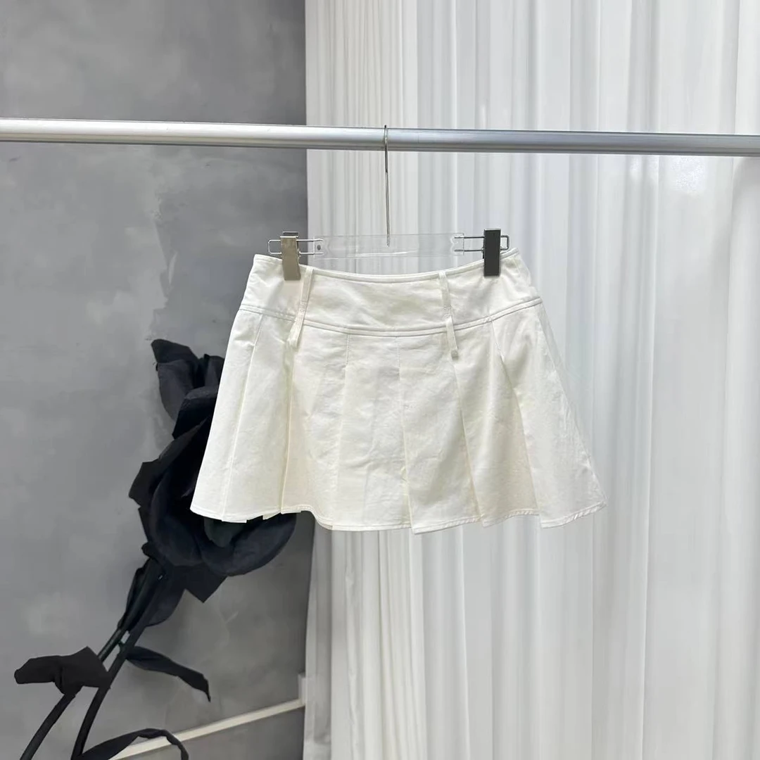 D STUDIO 白色百褶短裙 D2001