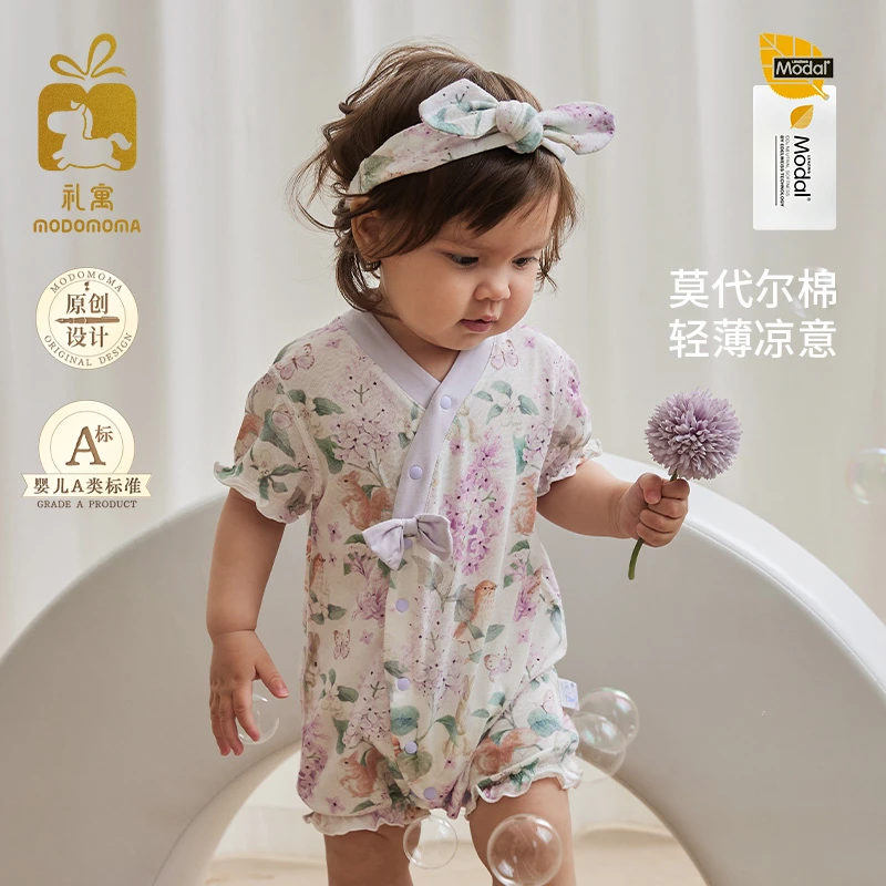 【若花漫语】婴儿连体衣夏季薄款新生儿衣服宝宝和尚服