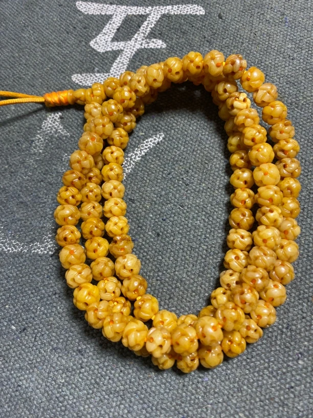 非金属木质项链 牛骨镂空雕刻佛珠长串手工精美饰品老型光珠