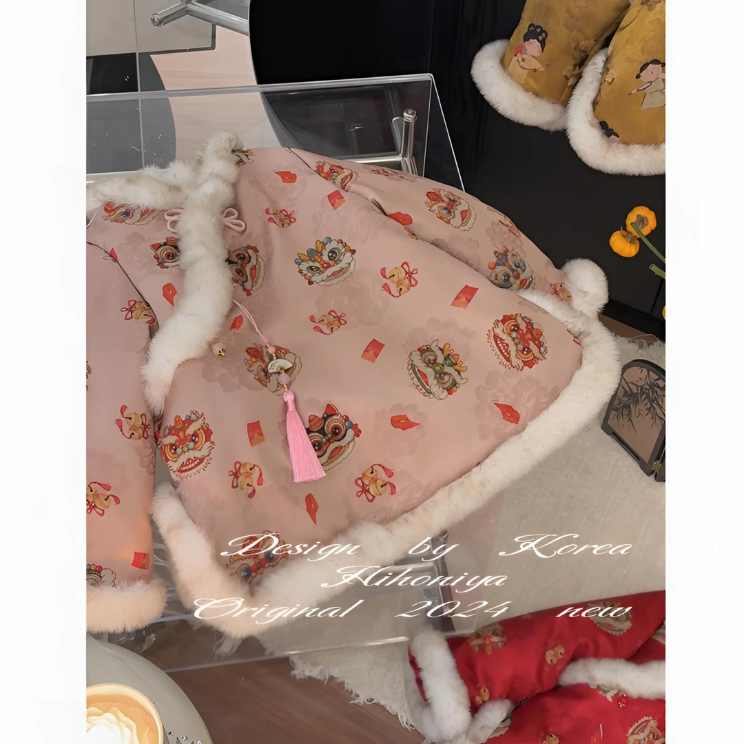 Q【醒狮】五Hihoniya~2024冬季宝宝款中国风醒狮年服保暖韩版外套裙