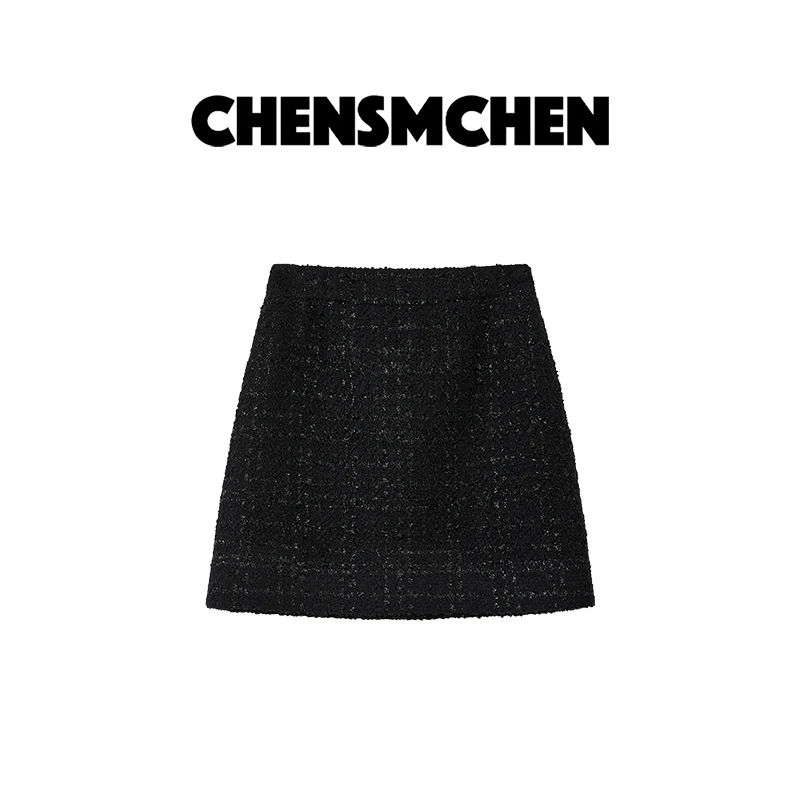 CHENSMCHEN 经典粗花呢小香风半身裙女时尚优雅气质裙子CSQ8539TT