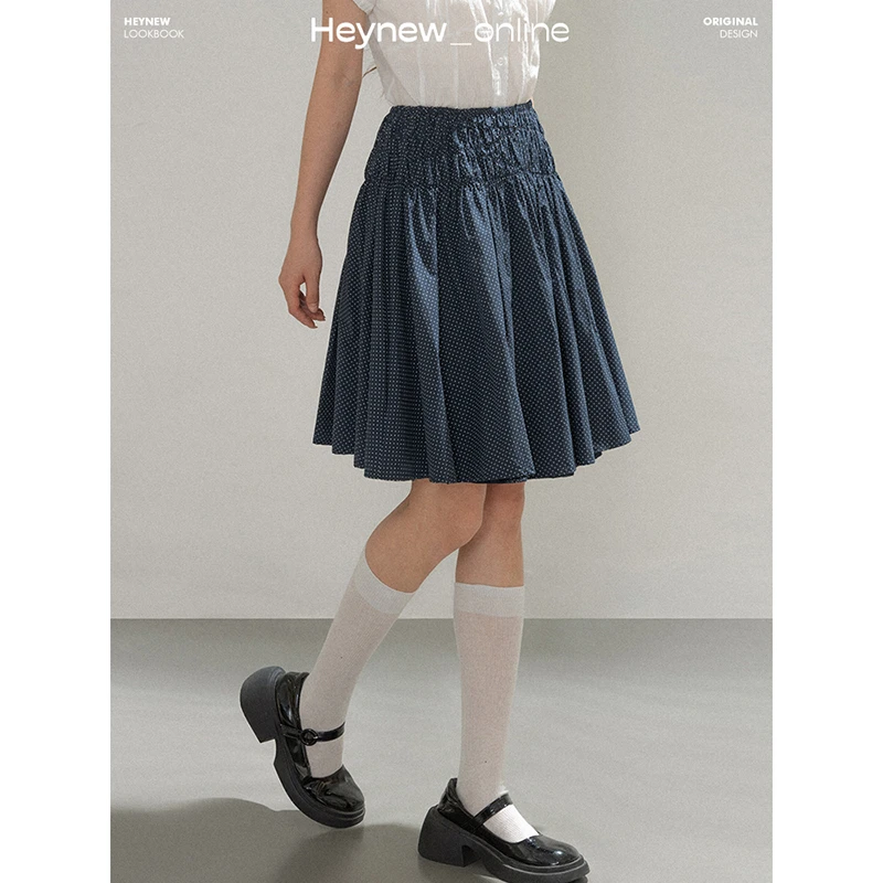 LOVEHEYNEW波点打揽掐腰半身裙女夏季高腰遮胯显瘦漂亮中裙5X662