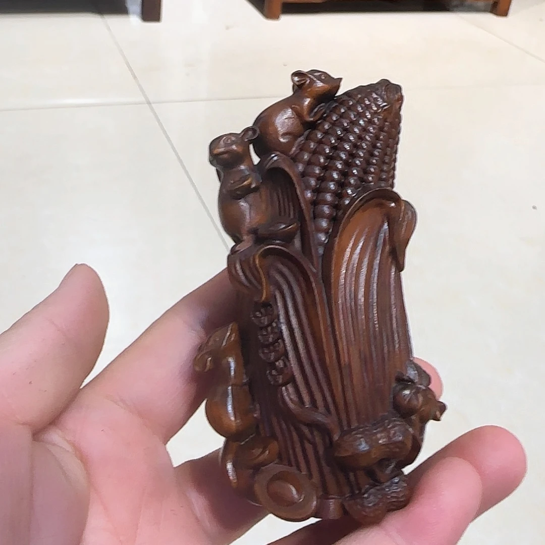 花梨木类黄杨木玉米摆件