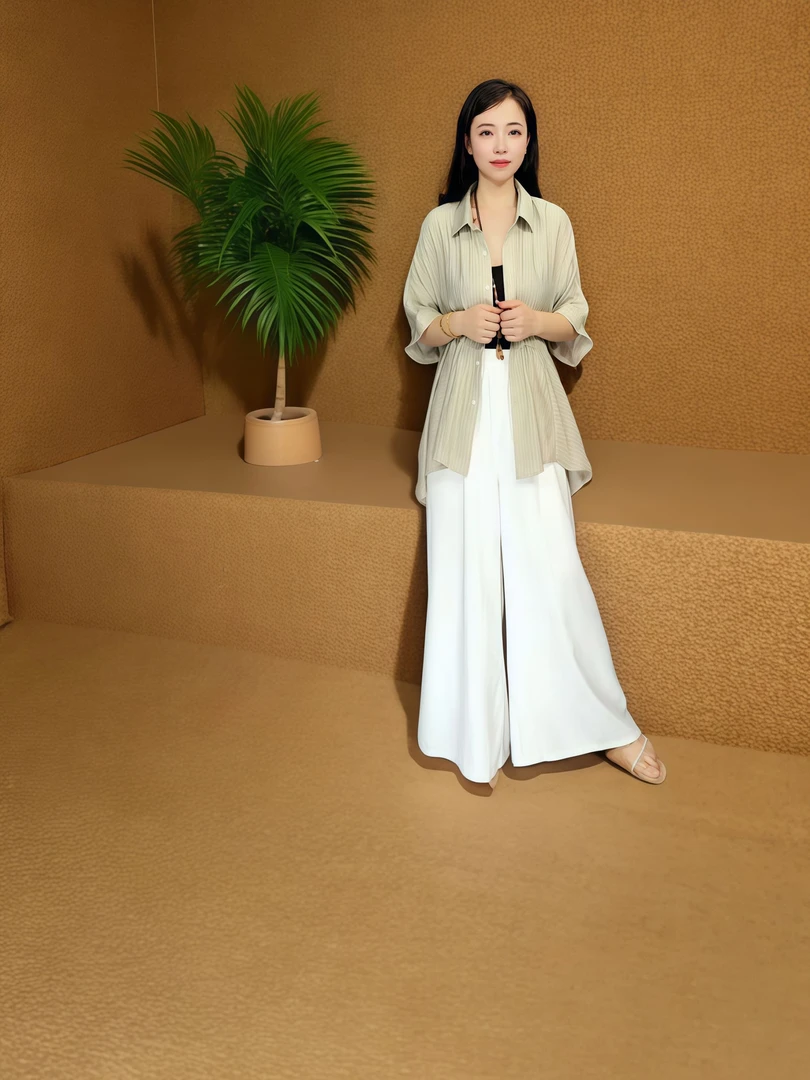 休闲时尚气质宽松优雅设计师轻奢衬衫886（卡其绿）