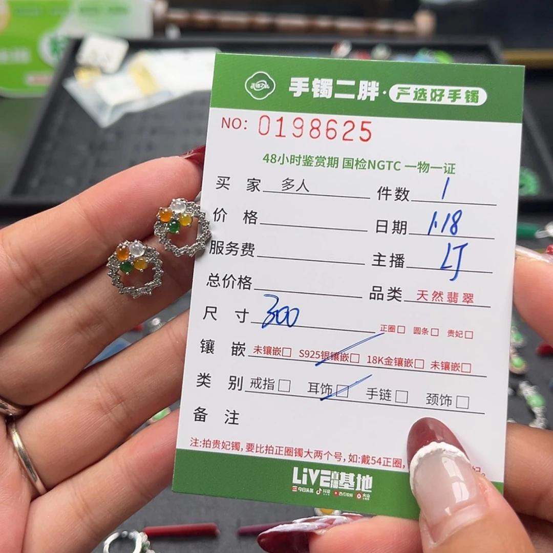 【闪购商品】翡翠耳饰银S925镶嵌多人