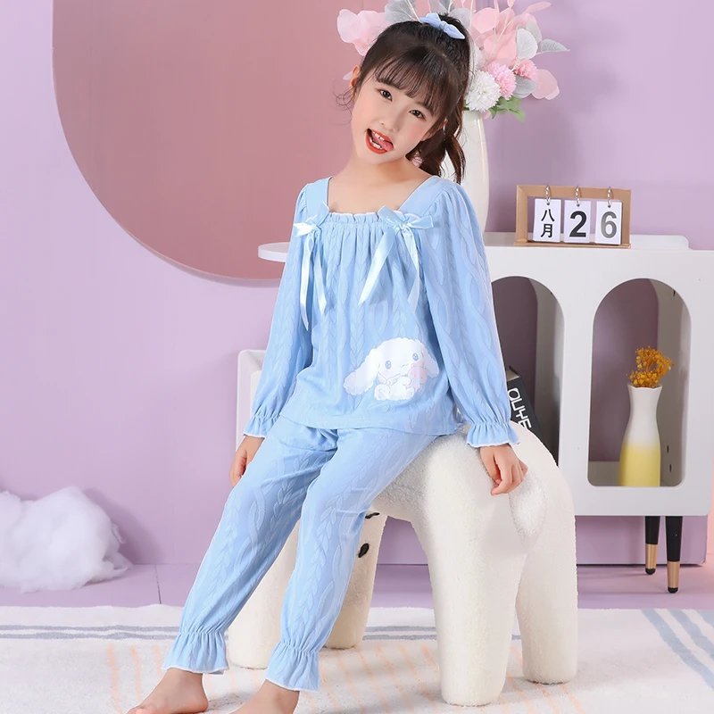 女童睡衣长袖薄款2025新款宝宝女孩套装儿童家居服春秋季夏季套装