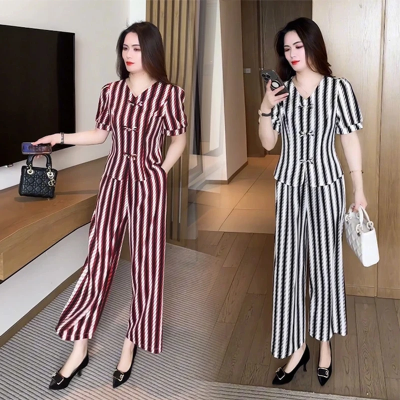 夏季新款时尚洋气穿搭气质休闲显瘦洋气减龄短袖套装