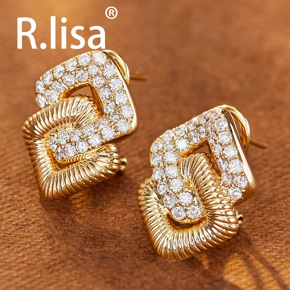 18K金意大利工艺环扣款钻石耳环轻奢气质时尚百搭重工大气