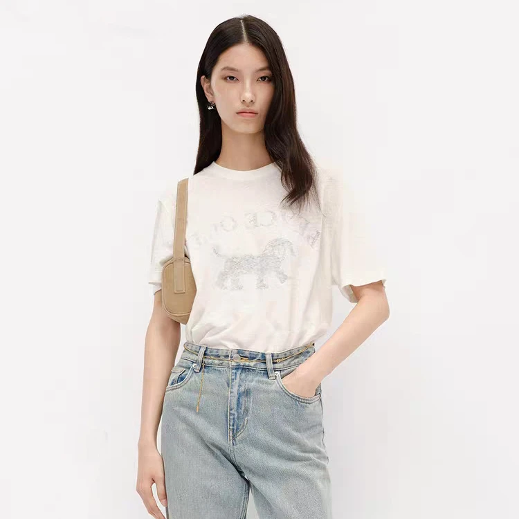 B 门店32&9！肌肤自由呼吸！舒爽亚麻/肌理感透气萌宠短袖T恤C21221