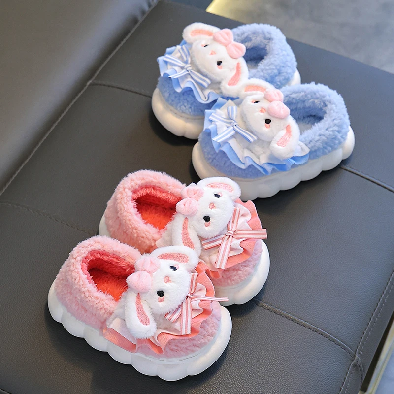 儿童冬季新款棉拖鞋女童亲子款毛绒保暖室内防滑卡通宝宝棉拖鞋