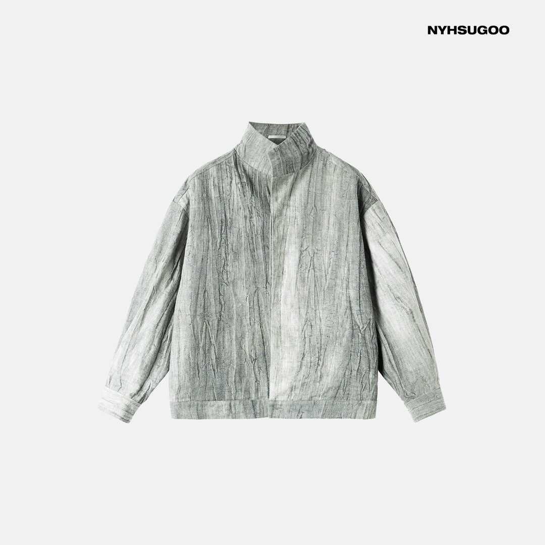 NYHSUGOO/南乙3550男士致橡树设计款苎麻衬衫夹克极简上衣外套