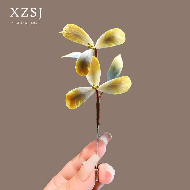 铜胸针 「原创手作」非遗蚕丝绒花别针新中式国风桂花胸花旗袍配饰