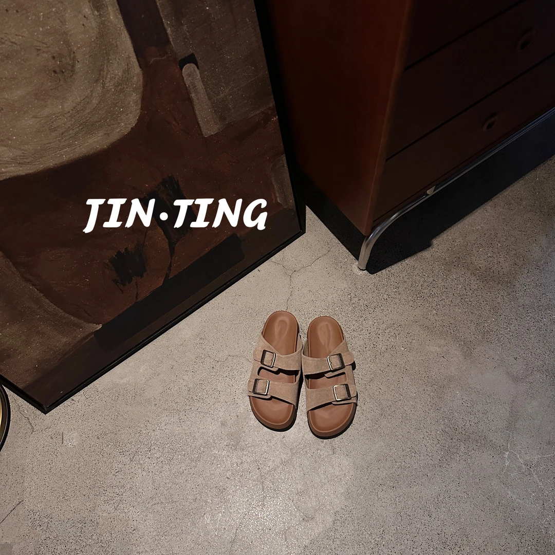 韩版ins时尚百搭高级感二字金属扣勃肯休闲鞋子鞋子-HT252106-1