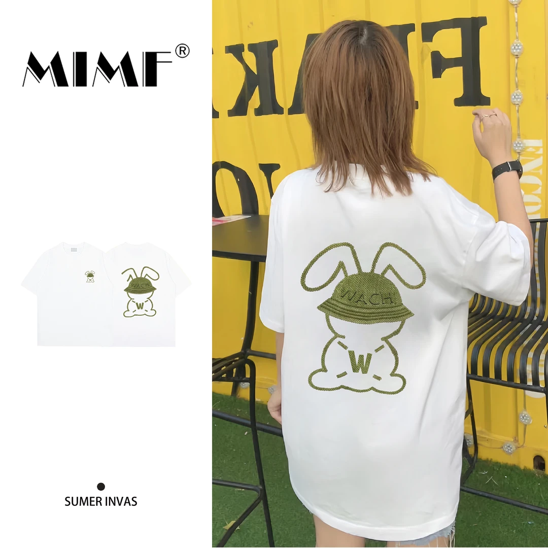 mnmf简约风纯棉短袖上衣2025夏季新款韩版小众时尚休闲百搭T恤女