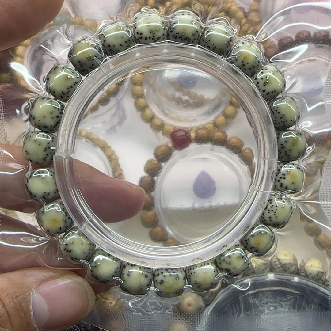 手串星月菩提10*9灰糯双留白 103颗金钉