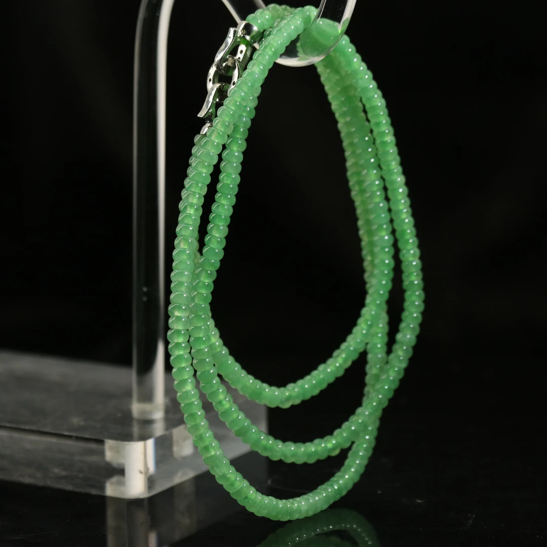 FC40天然缅甸翡翠A货绿珠链/100180/保利厦门拍卖