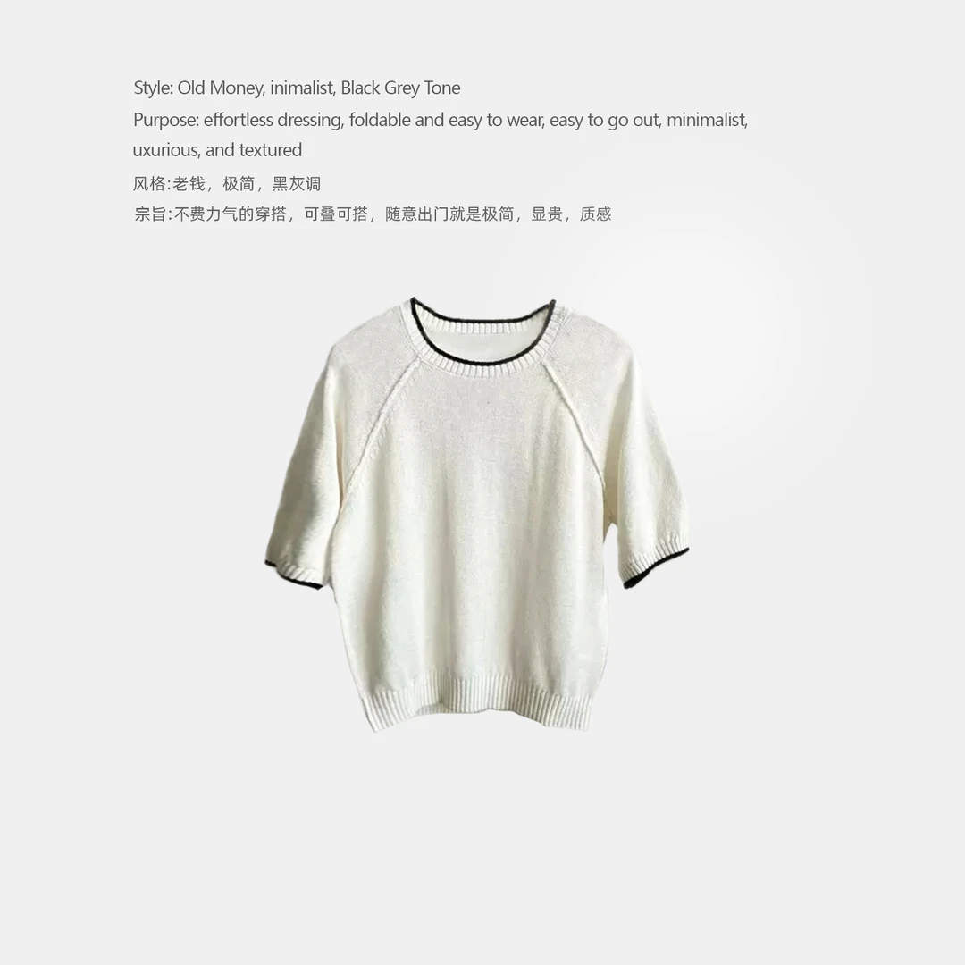 DDAAN OOTD  新款休闲短袖圆领针织衫 DD000165