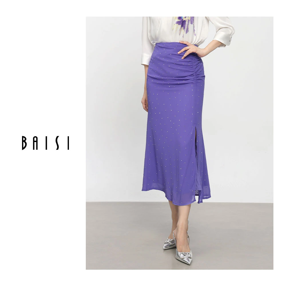 BAISI/百丝春日出行半身裙AACG403104女士春夏春游开衩长款显瘦高