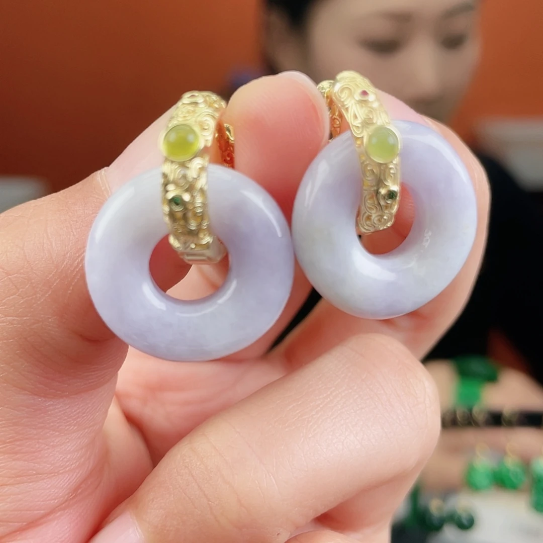 翡翠未镶嵌耳饰饰品