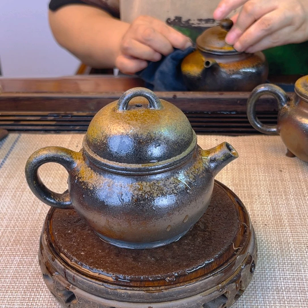 茶壶紫砂底槽清柴烧200cc