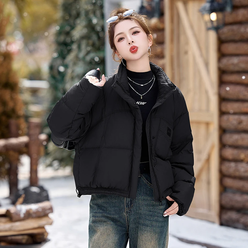 羽绒服女短款2025冬季新款白鸭绒加厚时尚洋气韩版宽松小个子外套