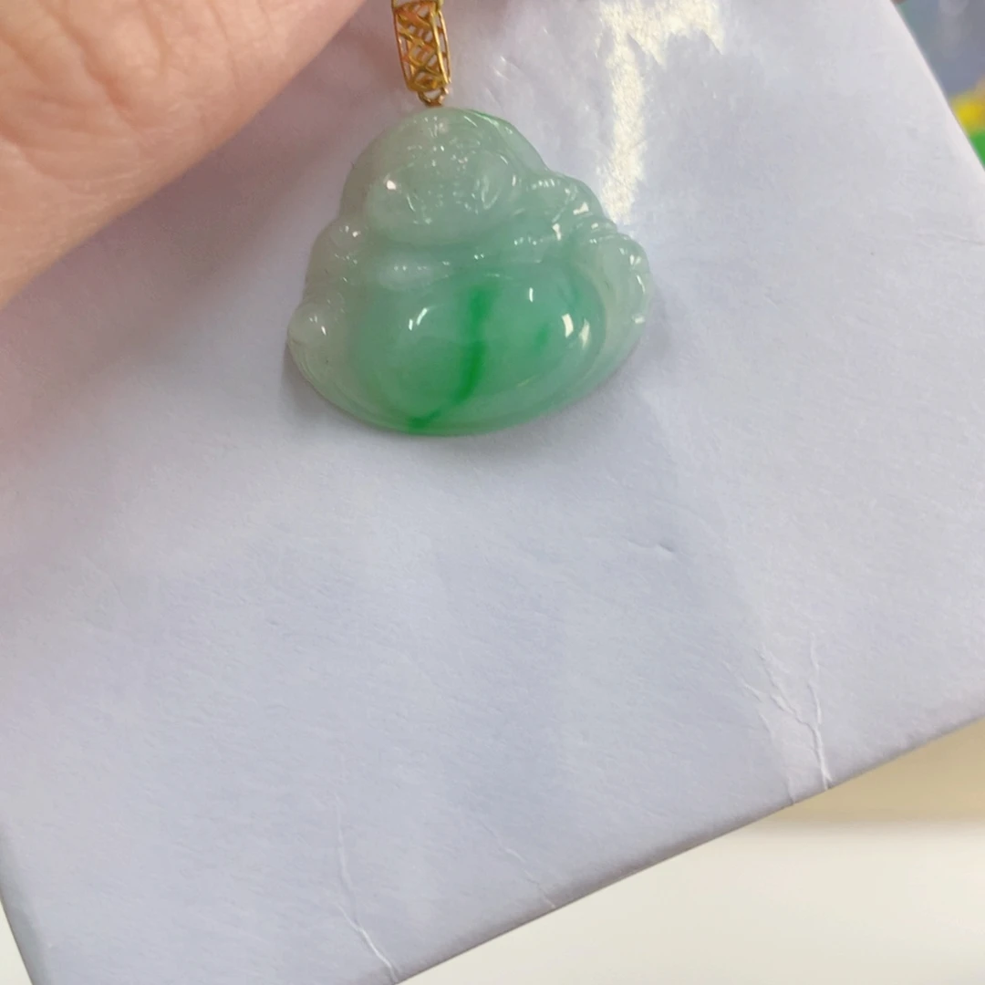 吊坠(不含链)18K金镶嵌翡翠