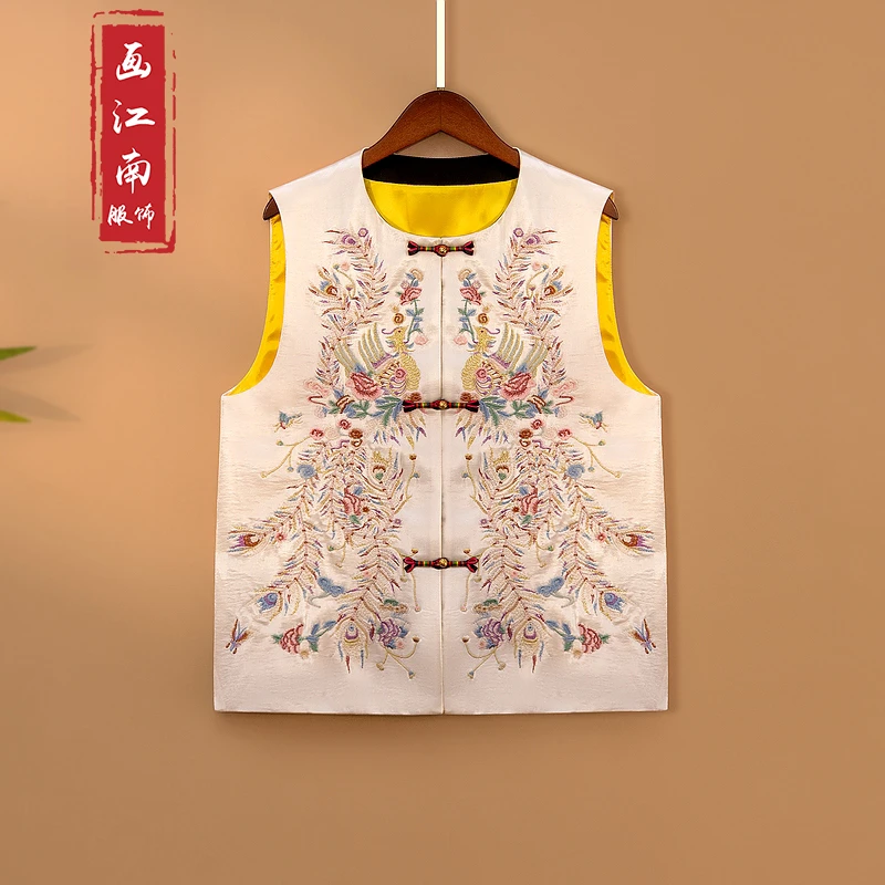 【凤舞九天】2025新款春季马甲新中式宽松圆领绣花气质上衣马夹女款