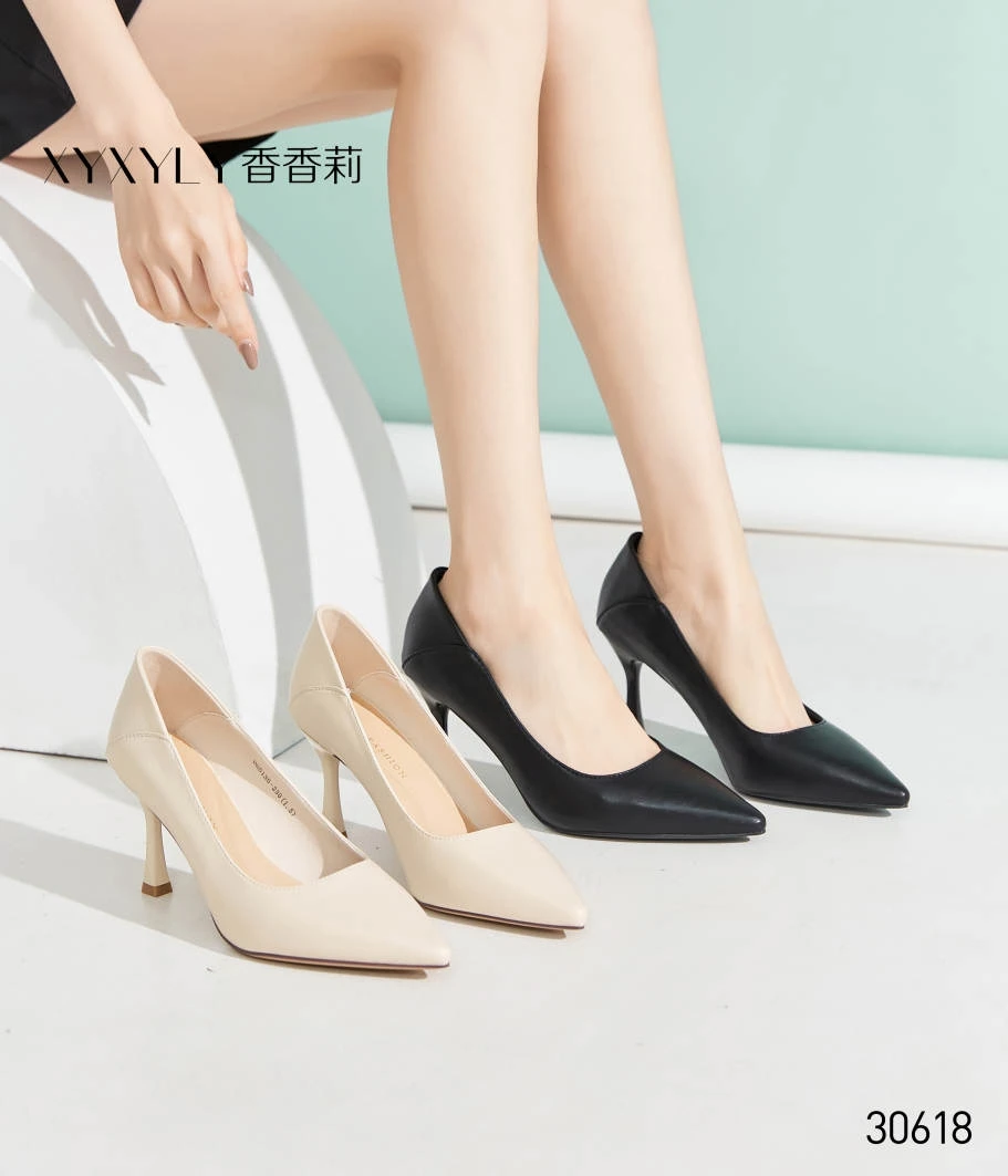香香莉30618新款尖头高跟鞋女细跟通勤单鞋女鞋工作鞋2025春秋季