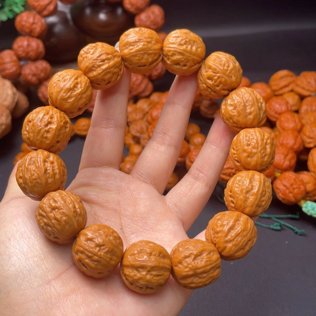 文玩核桃手串浅纹圆籽素圈