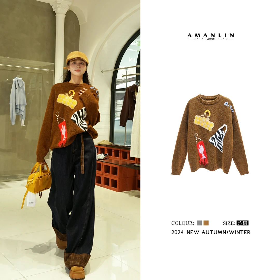 名利场时刊 显瘦针织气质时尚毛衣设计感上衣女F593877