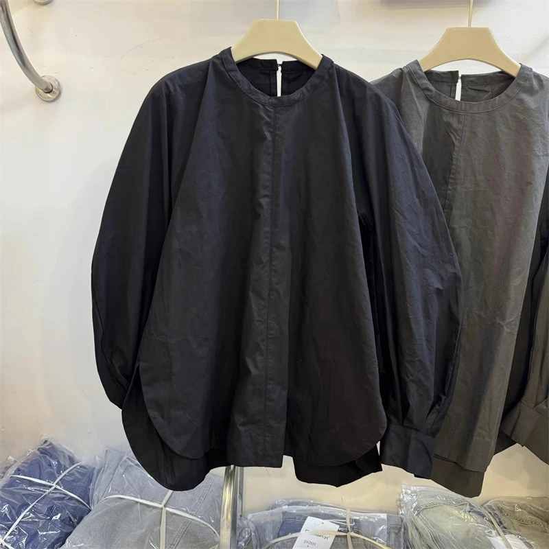 9990纯棉高端欧货秋装女新款绝美气质宽松遮肉灯笼袖长袖衬衫上衣